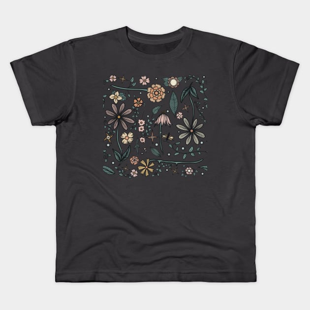 In the Garden Floral Pattern Kids T-Shirt by WalkSimplyArt